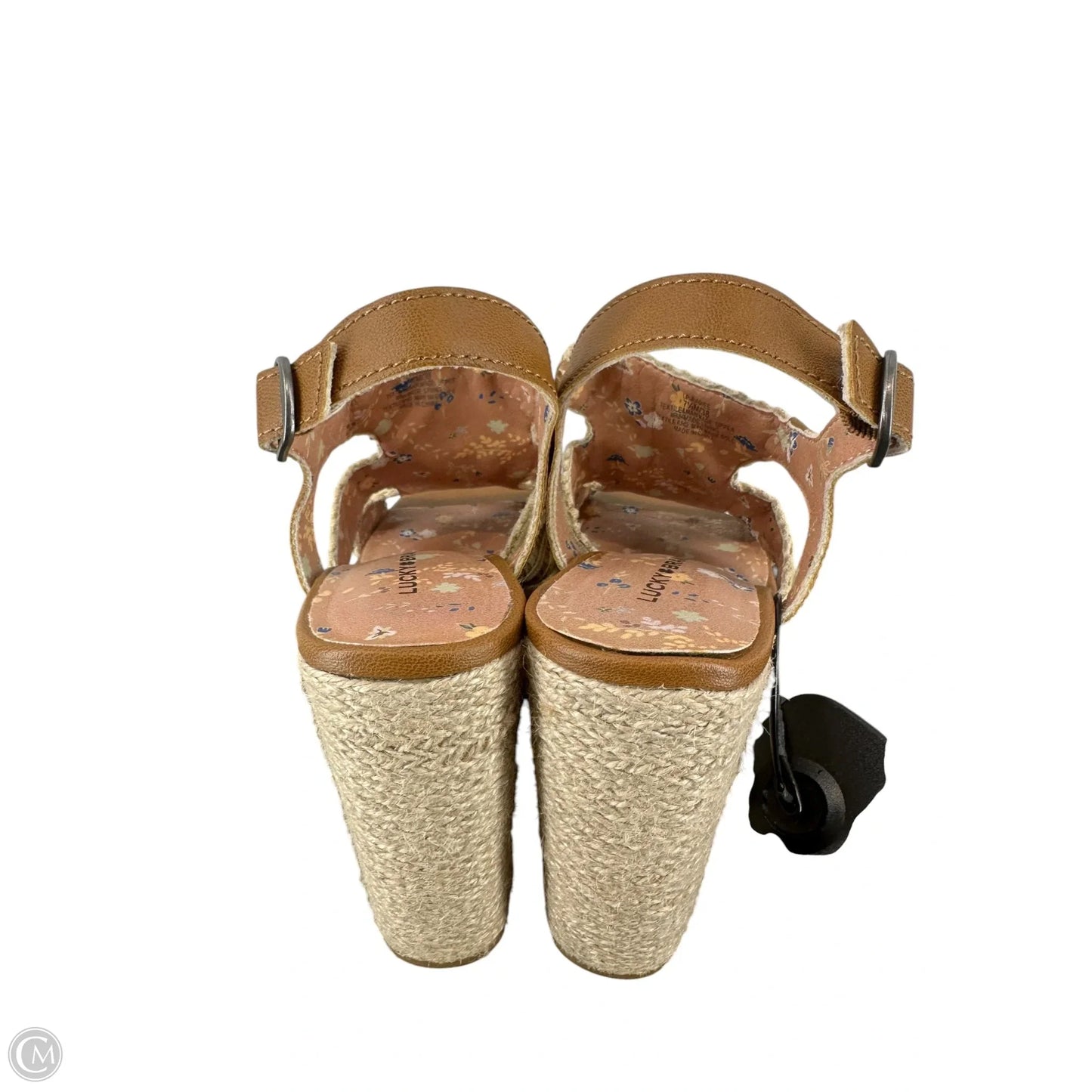 Sandals Heels Wedge By Lucky Brand In Tan, Size: 7.5