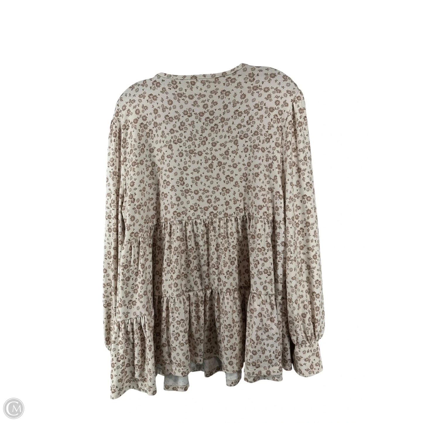 Top Long Sleeve By Versona In Cream & Tan, Size: L