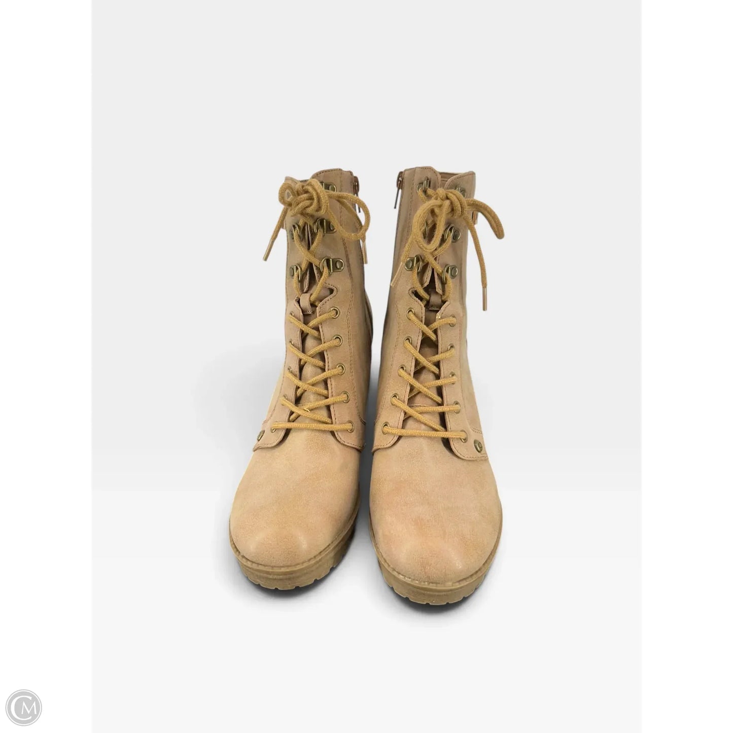 Boots Ankle Heels By Guess In Tan, Size: 10