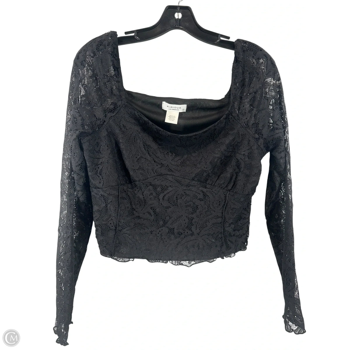 Top Long Sleeve By Kirious In Black, Size: L