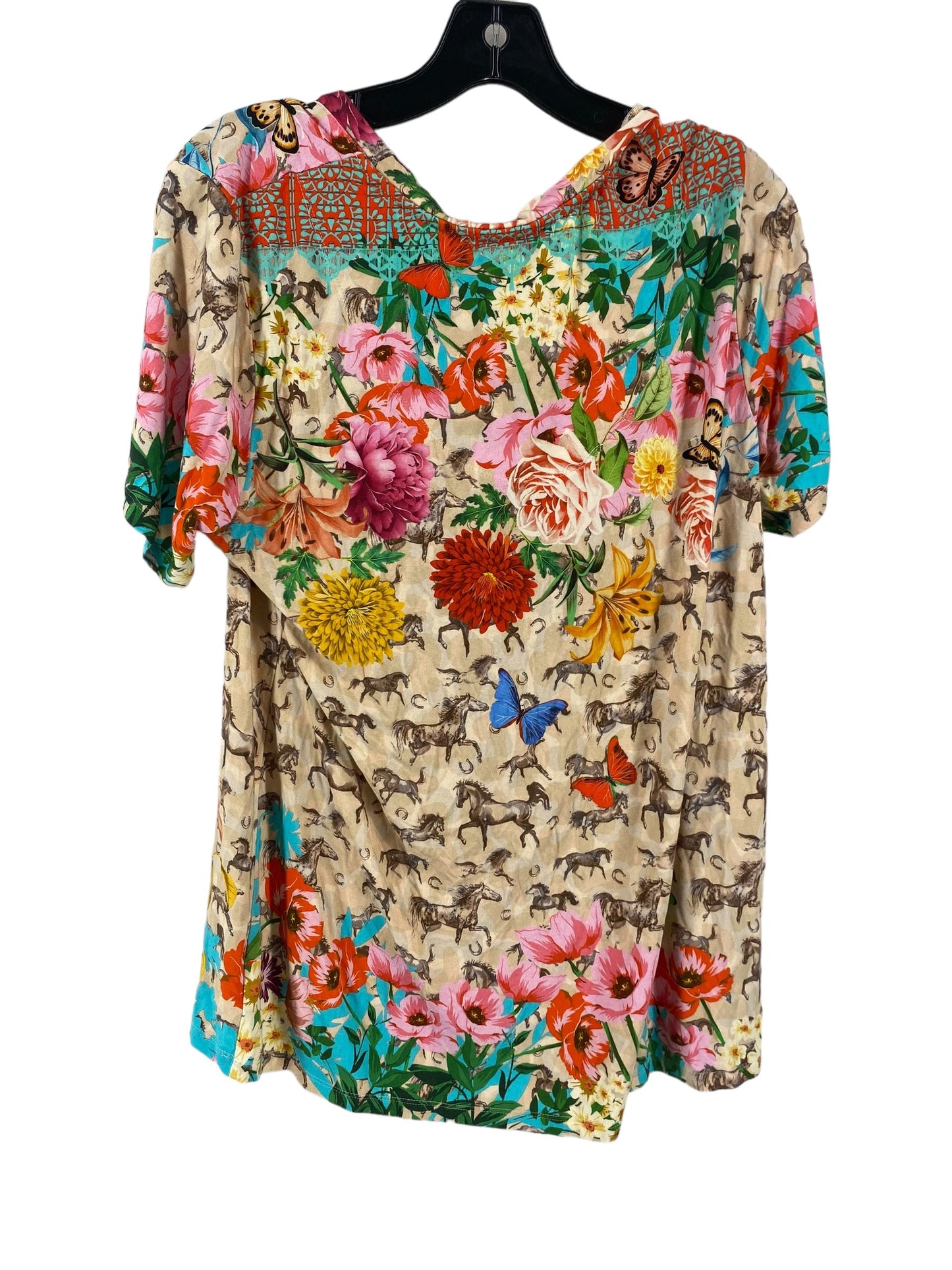 Floral Print Top Short Sleeve Johnny Was, Size L