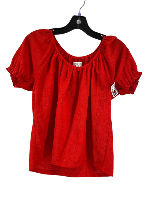 Red Blouse Short Sleeve Madewell, Size S