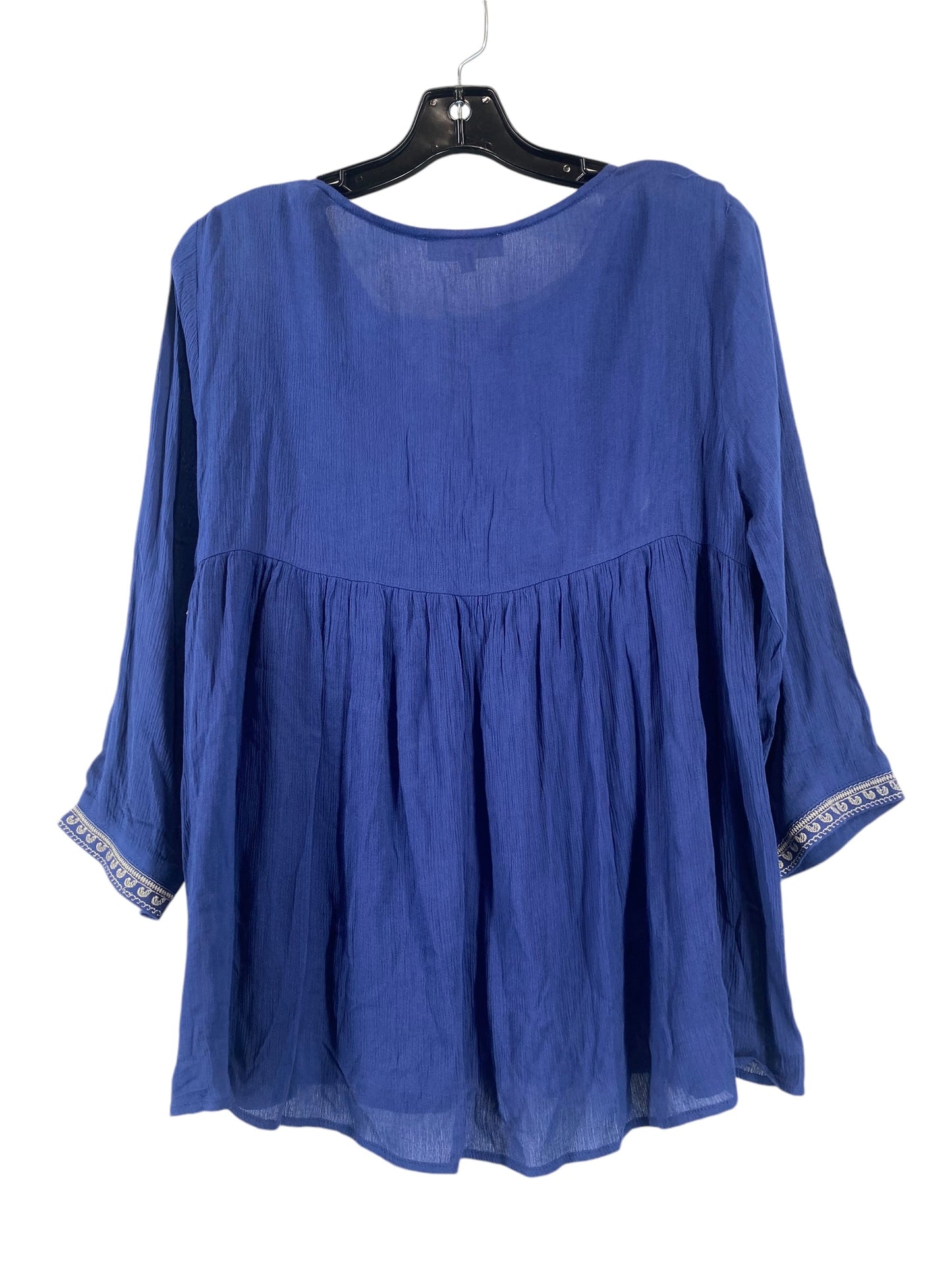 Blouse 3/4 Sleeve By Entro In Royal Blue, Size: S