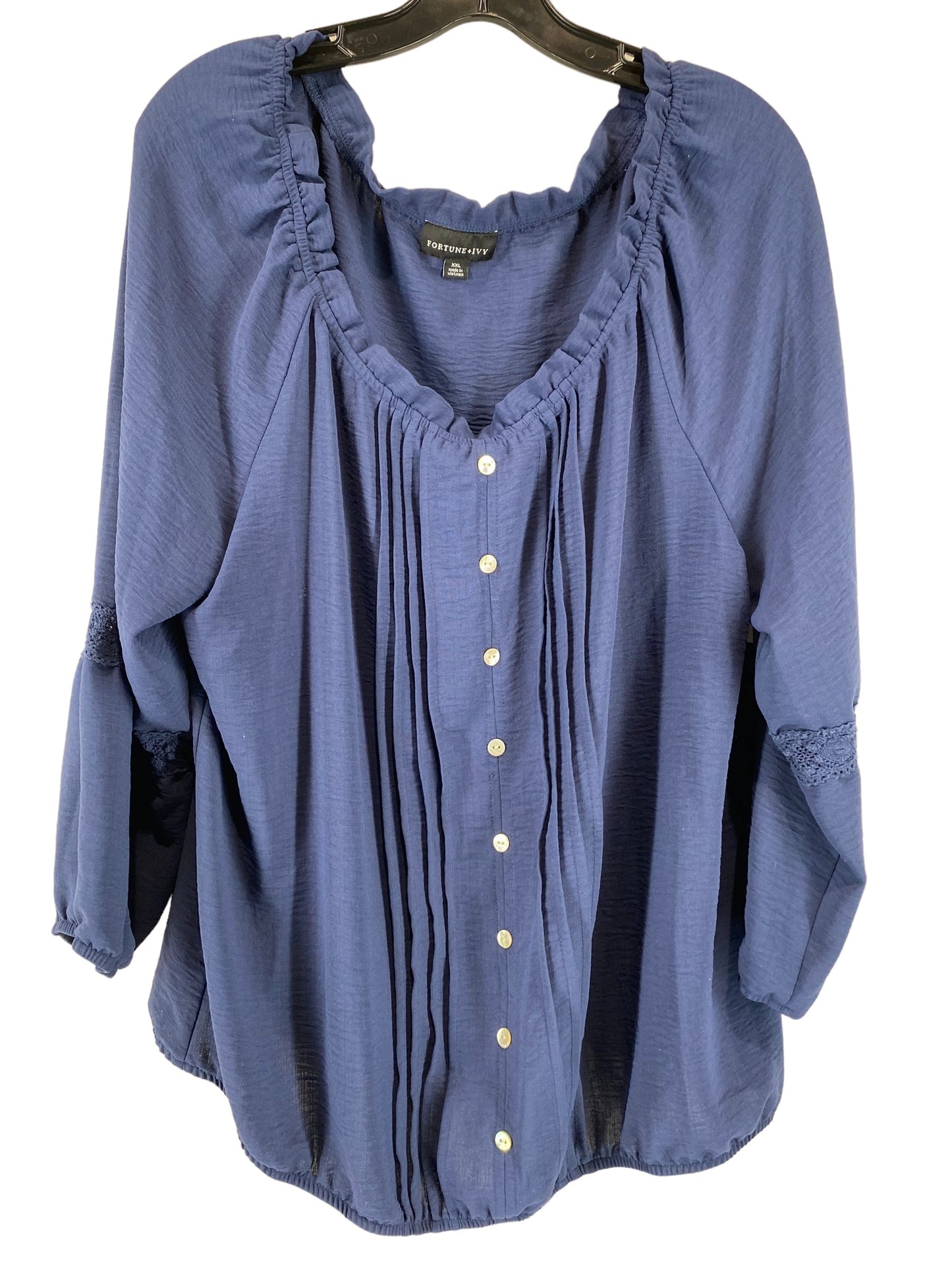 Blouse 3/4 Sleeve By Fortune & Ivy  Size: Xxl