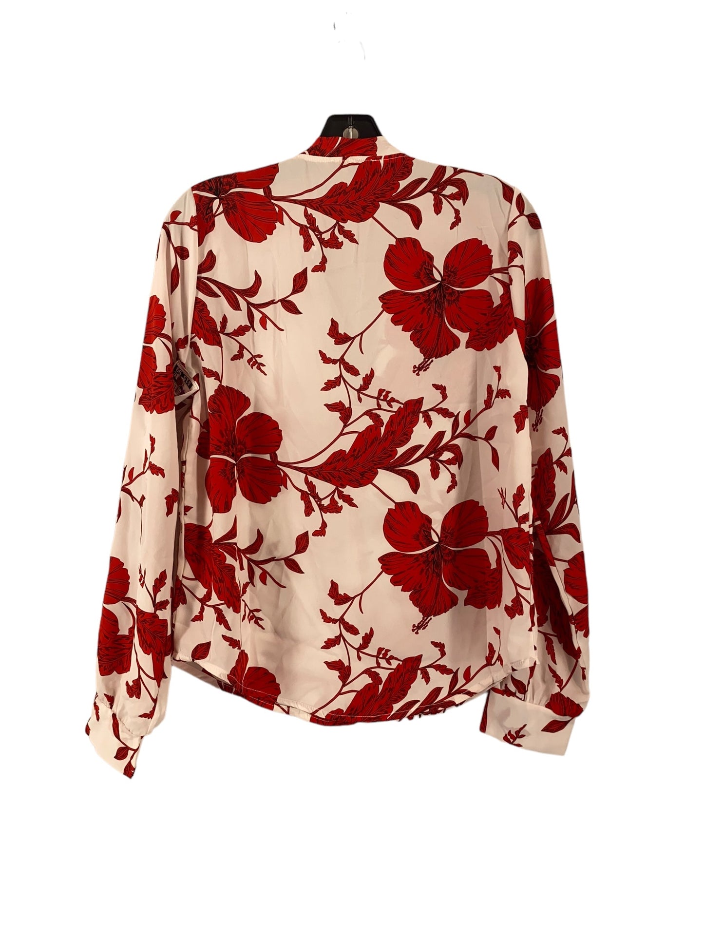 Red & White Blouse Long Sleeve Fashion Nova, Size Xs