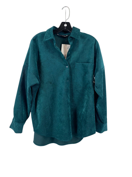 Blouse Long Sleeve By Zara In Green, Size: Xs