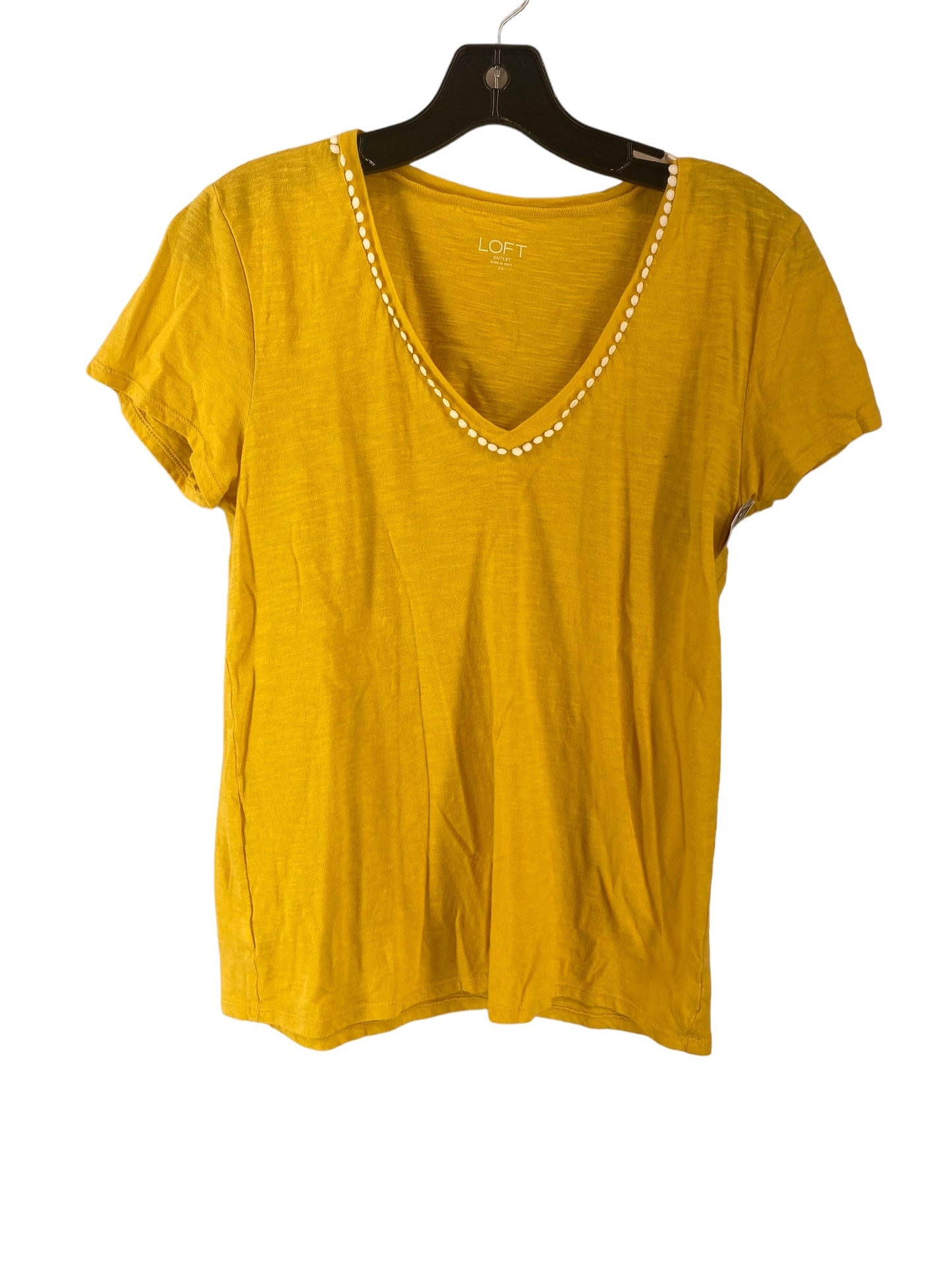 Yellow Top Short Sleeve Loft, Size Xs