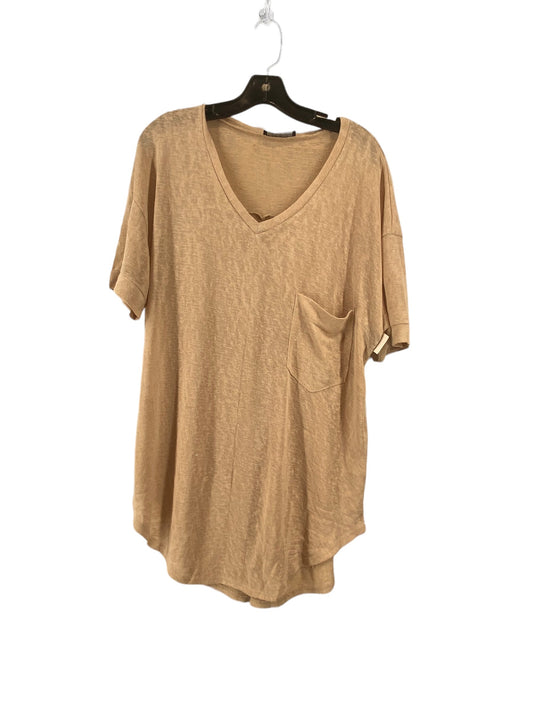 Tan Top Short Sleeve Basic Clothes Mentor, Size L