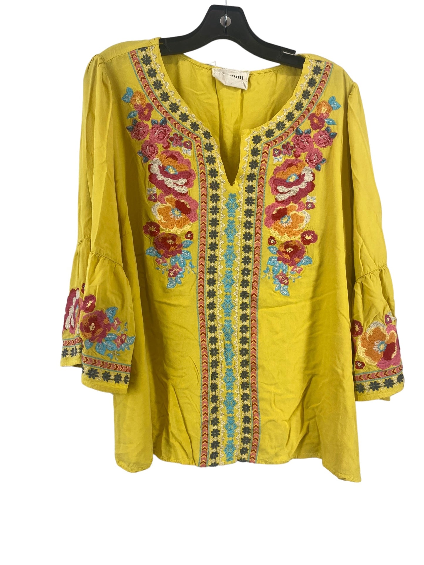 Yellow Top 3/4 Sleeve Savanna Jane, Size 1x