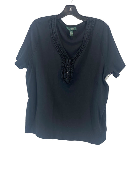 Black Top Short Sleeve Lauren By Ralph Lauren, Size 2x