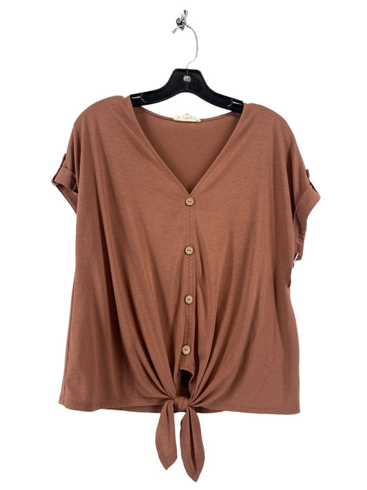 Brown Top Short Sleeve Clothes Mentor, Size S