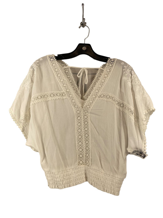 Cream Top Short Sleeve Clothes Mentor, Size M