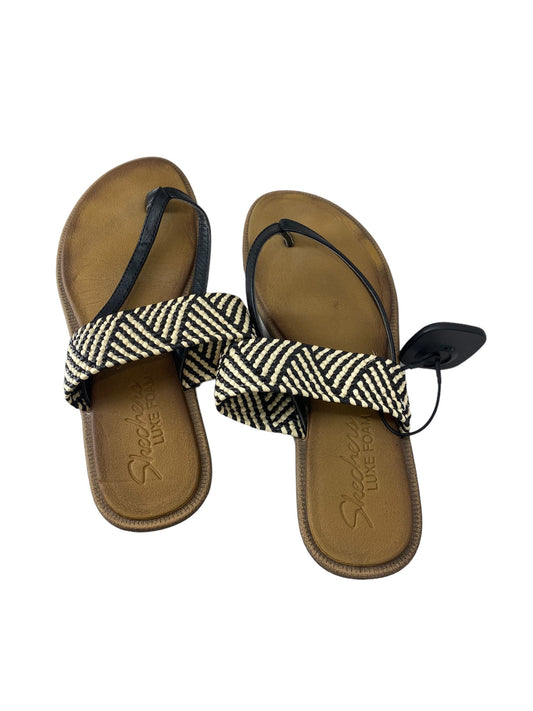 Black Sandals Flats Skechers, Size 8