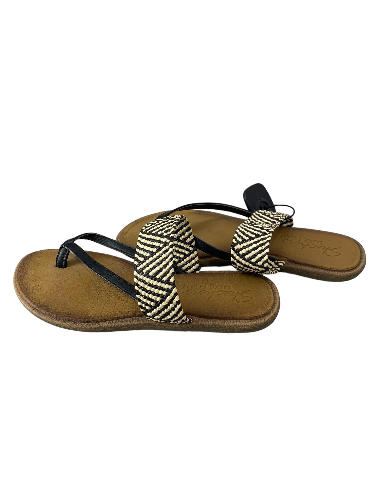 Black Sandals Flats Skechers, Size 8