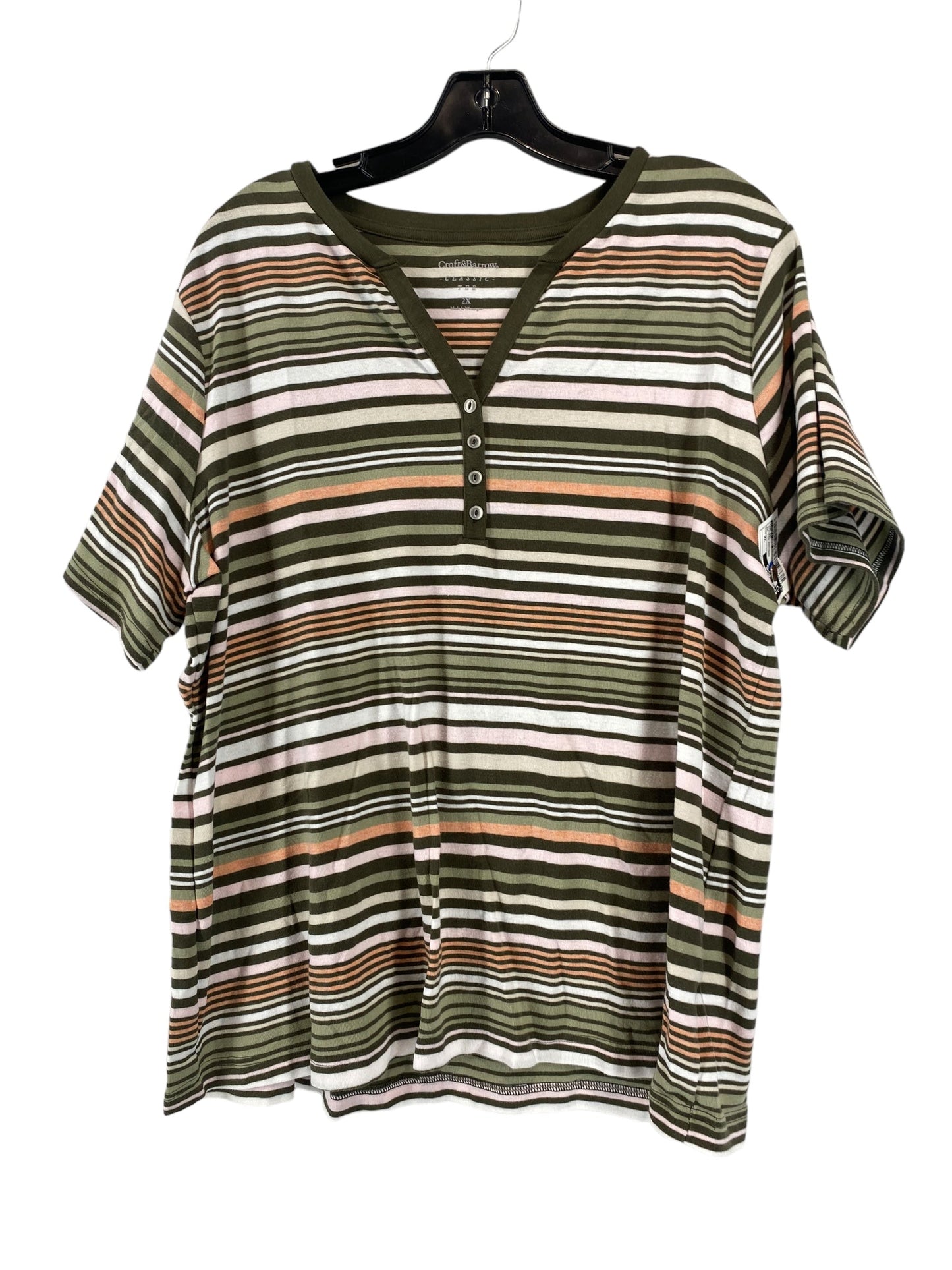 Striped Pattern Top Short Sleeve Croft And Barrow, Size 2x