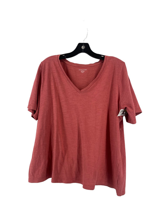 Red Top Short Sleeve Basic Eileen Fisher, Size Petite L