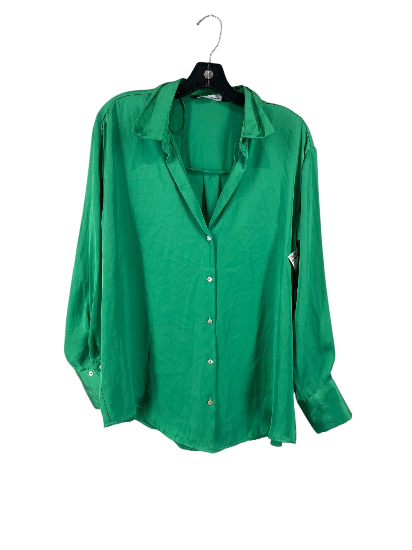 Blouse Long Sleeve By Zara In Green, Size: M