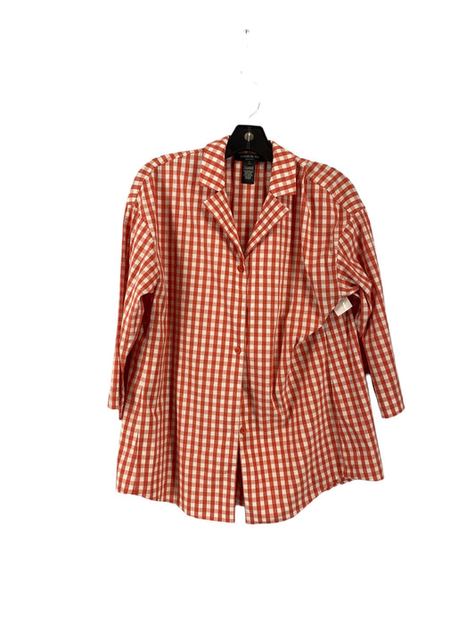 Blouse Long Sleeve By Lafayette 148 In Checkered Pattern, Size: S