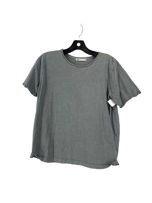 Top Short Sleeve Basic By Zara In Grey, Size: M