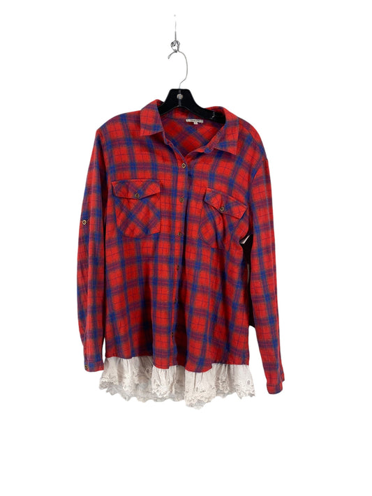 Top Long Sleeve By Jodifl In Plaid Pattern, Size: L