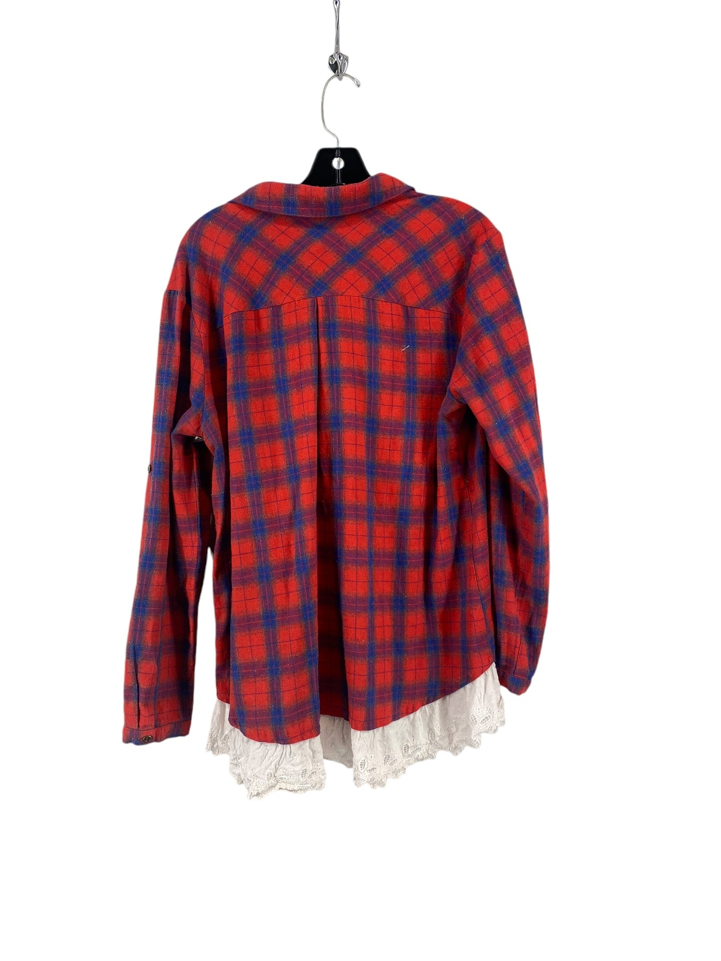 Top Long Sleeve By Jodifl In Plaid Pattern, Size: L