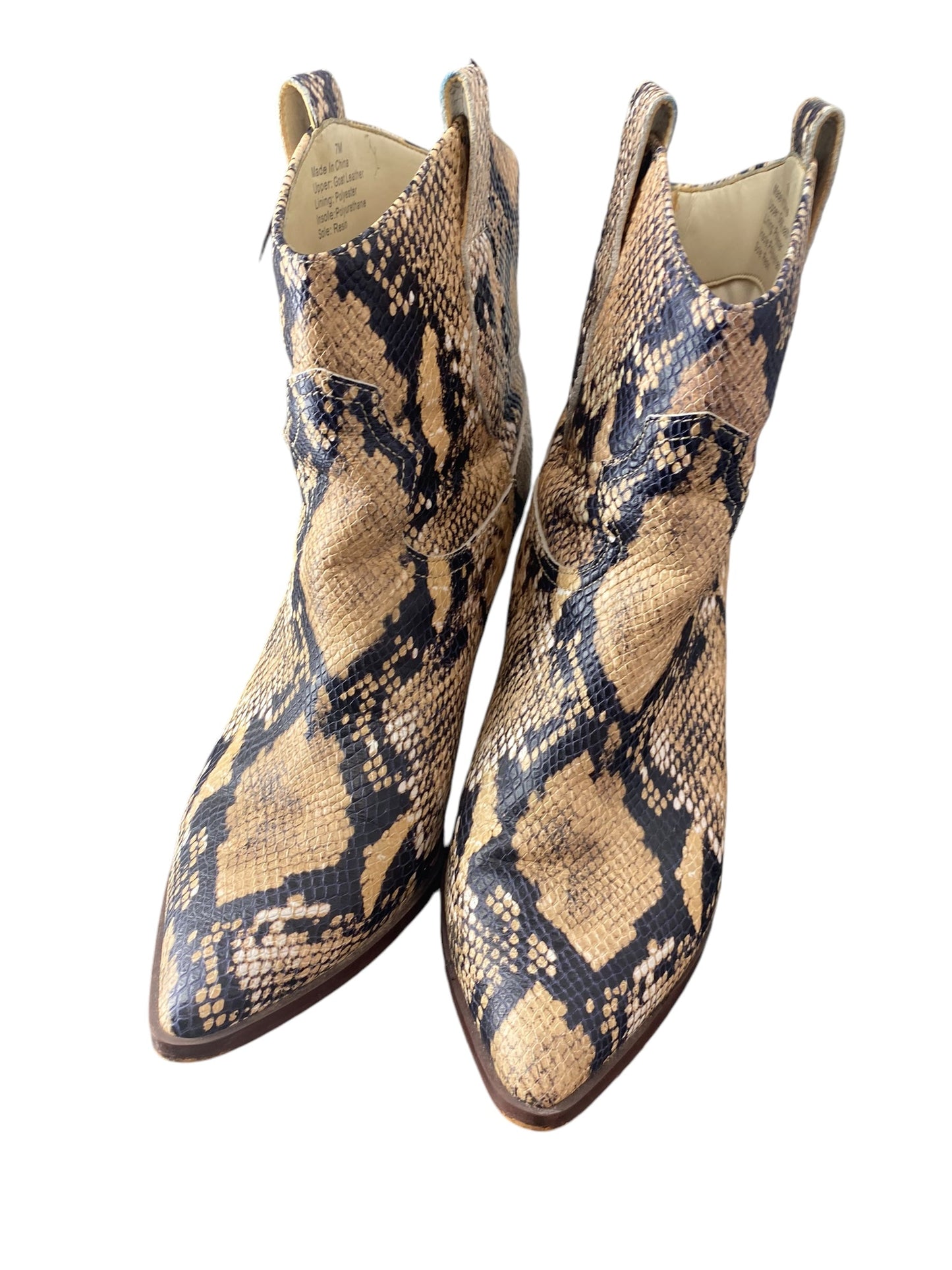 Boots Ankle Heels By Gibson And Latimer In Snakeskin Print, Size: 7