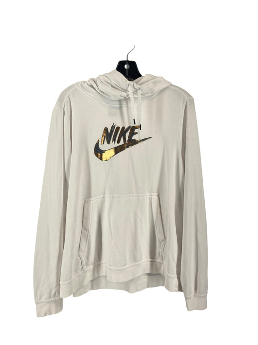 Athletic Top Long Sleeve Hoodie By Nike In White, Size: Xl