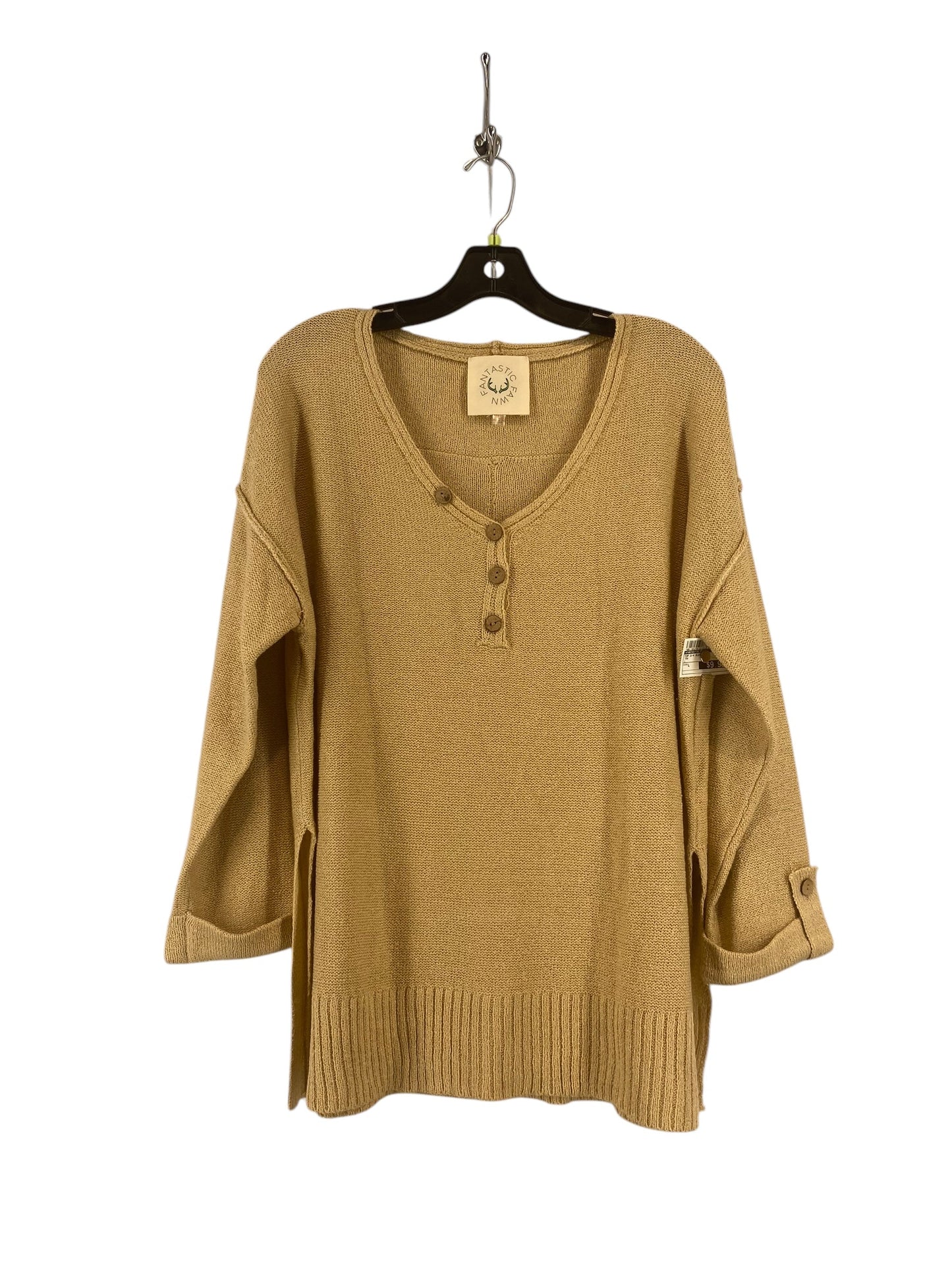 Top 3/4 Sleeve By Fantastic Fawn In Tan, Size: L