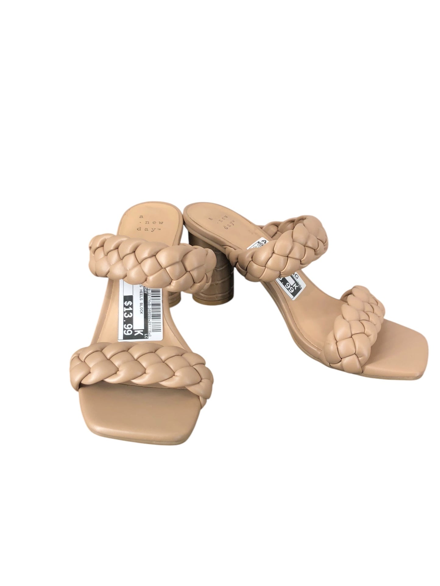 Sandals Heels Block By A New Day In Tan, Size: 6