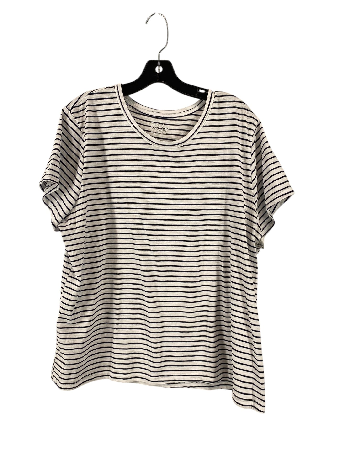 Top Short Sleeve Basic By Time And Tru In Striped Pattern, Size: 3x