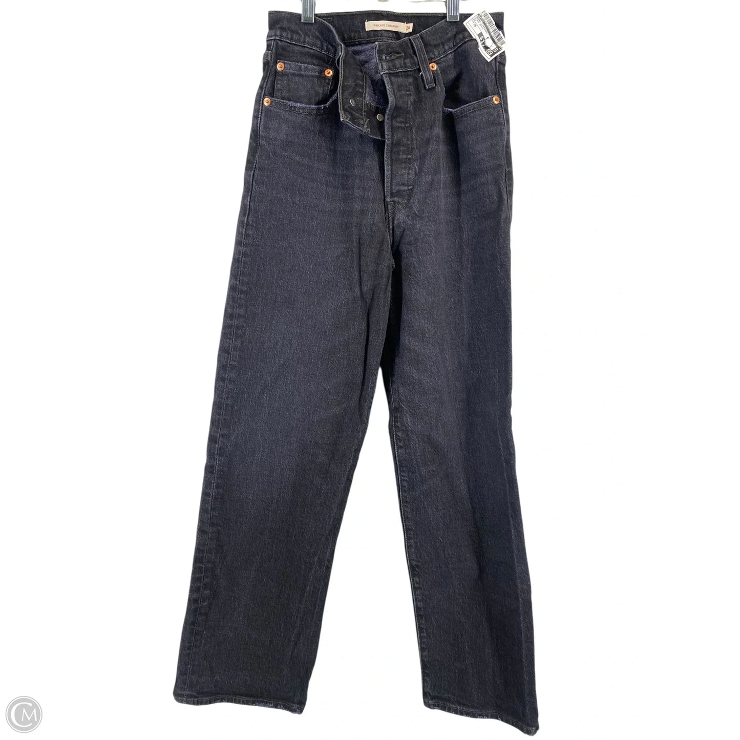 Jeans Straight By Levis In Black Denim, Size: 26