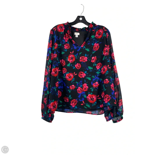 Blouse Long Sleeve By J. Crew In Floral Print, Size: Xl