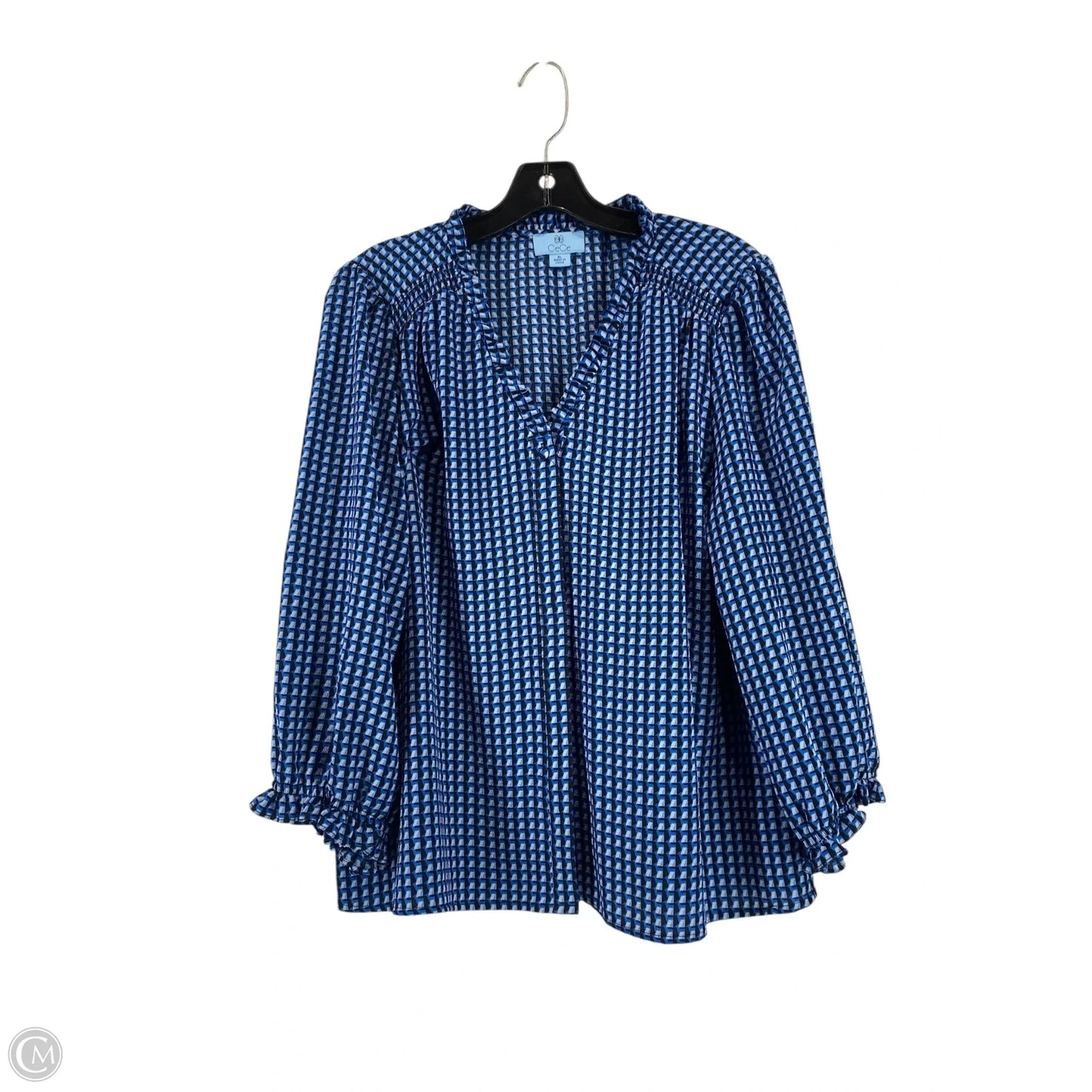 Blouse 3/4 Sleeve By Cece In Blue, Size: Xl