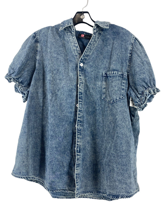 Blue Denim Top Short Sleeve Clothes Mentor, Size 2x