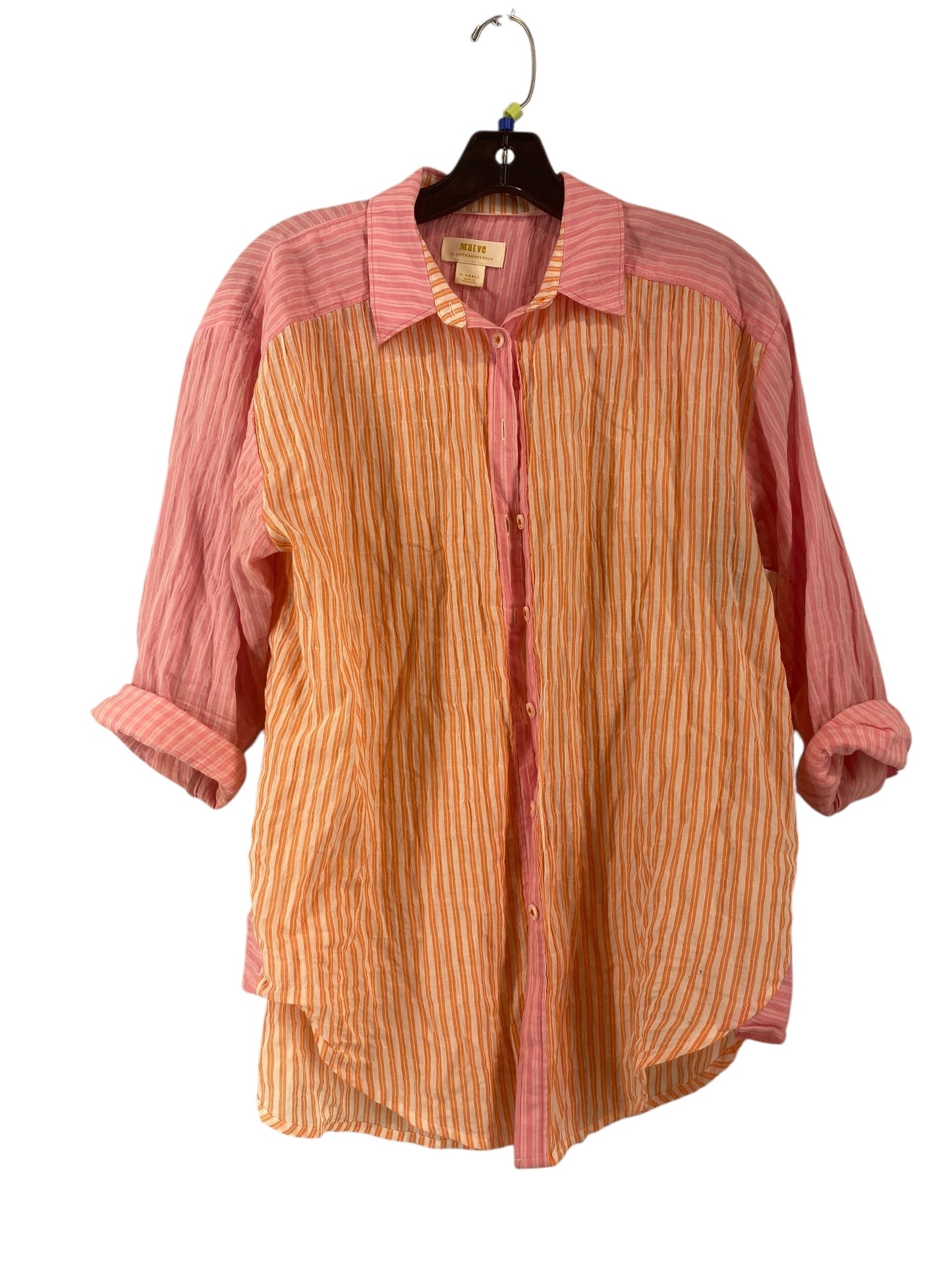 Top Long Sleeve By Maeve In Orange & Pink, Size: Xs