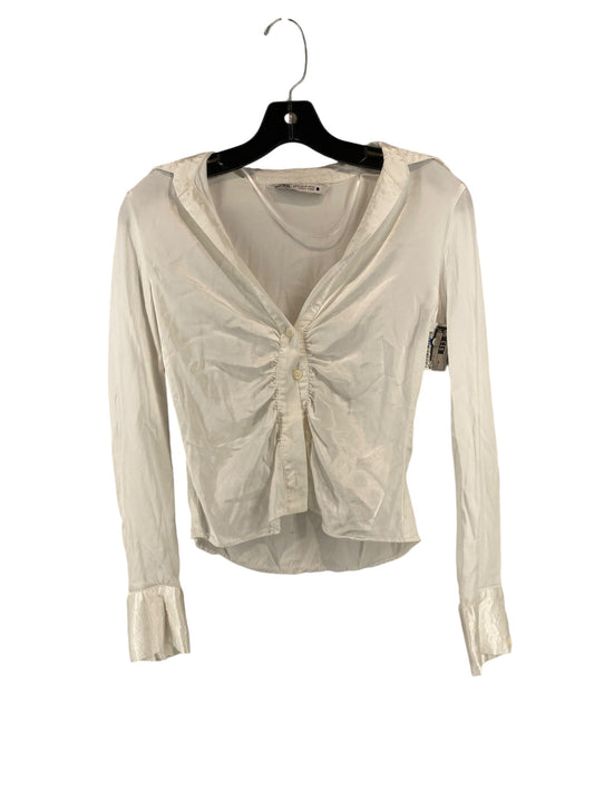 Blouse Long Sleeve By Zara In White, Size: Xs