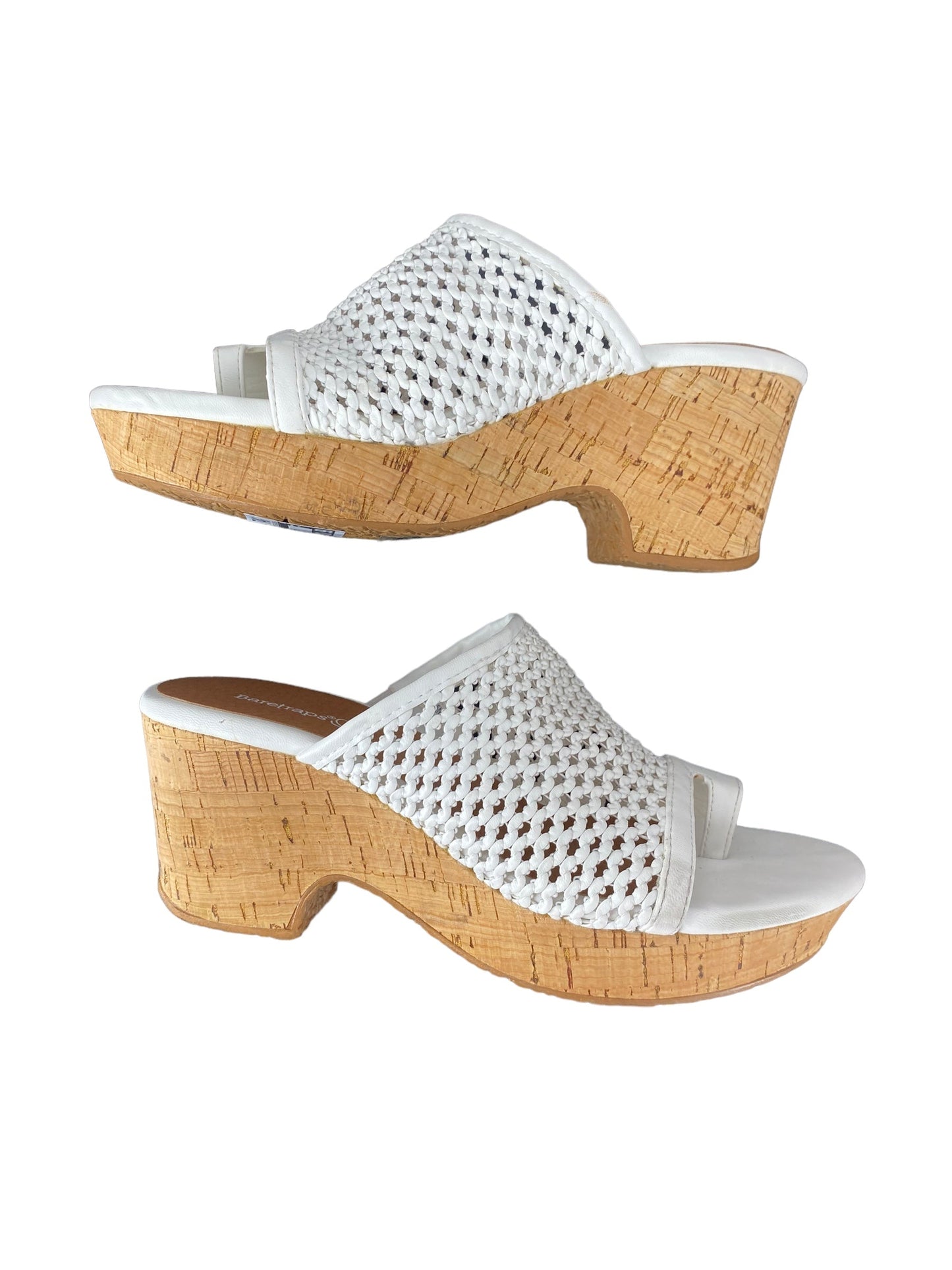 White Shoes Heels Wedge Bare Traps, Size 7.5