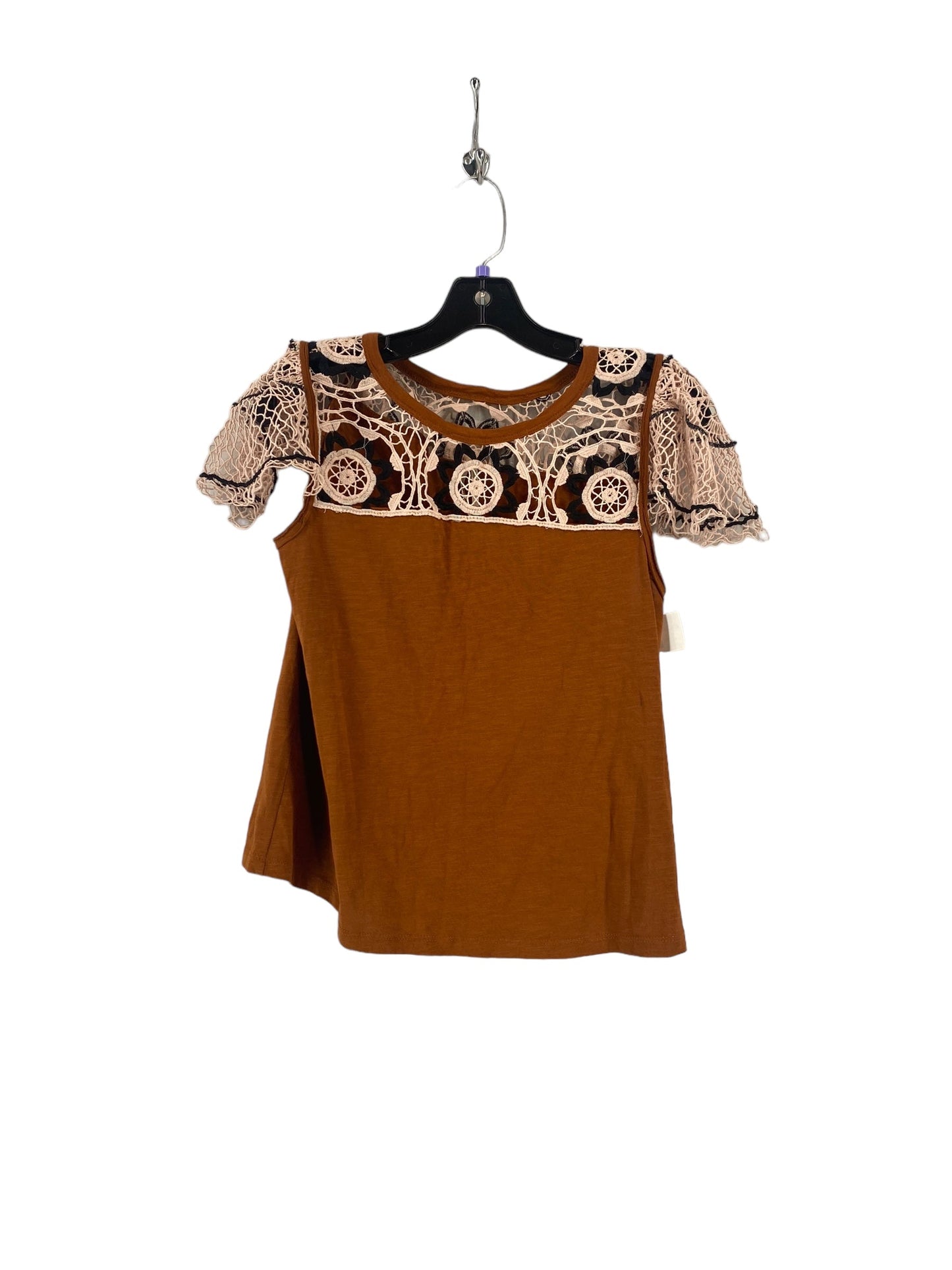 Brown Top Short Sleeve Anthropologie, Size M