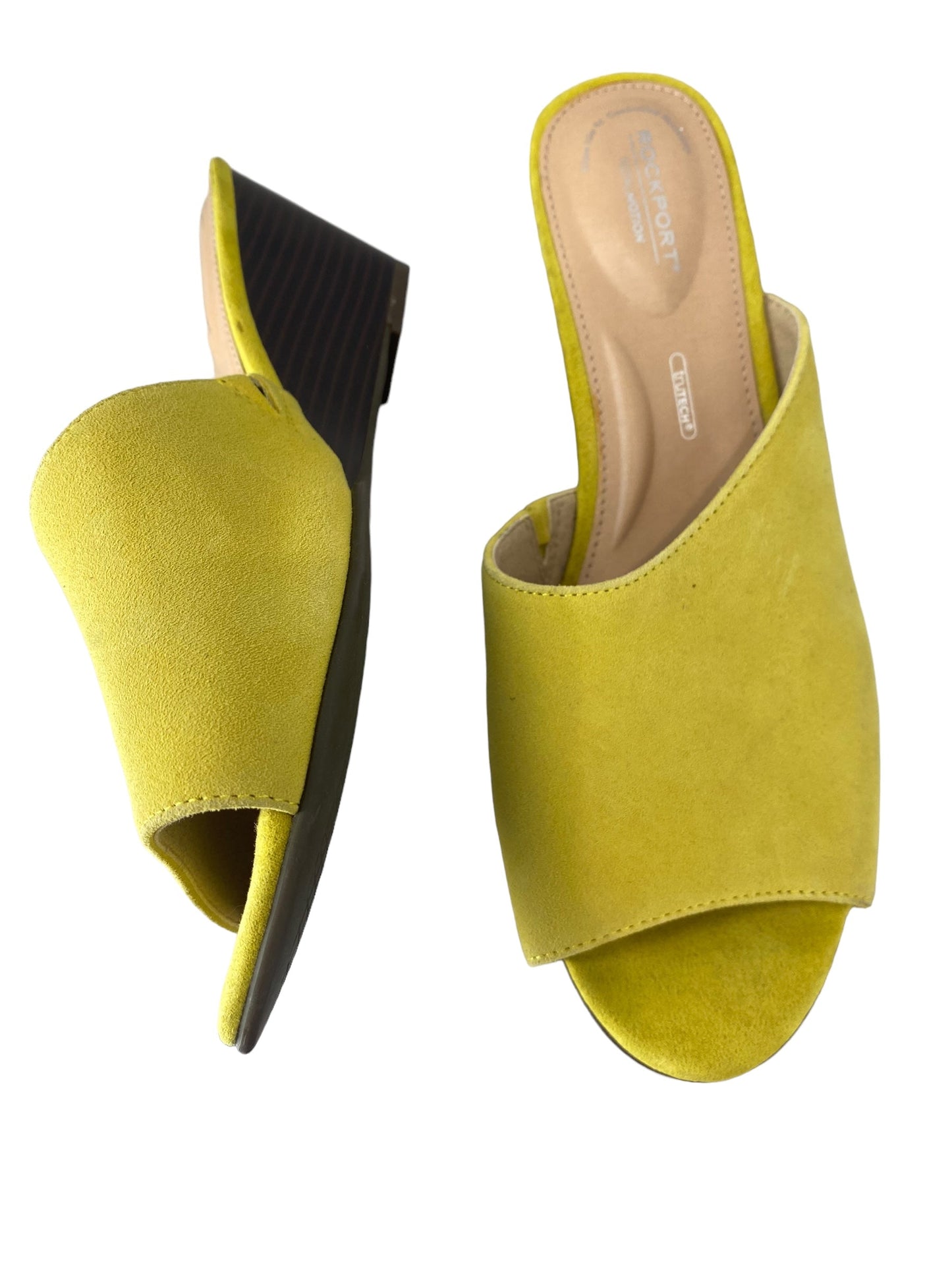 Yellow Shoes Heels Wedge Rockport, Size 8