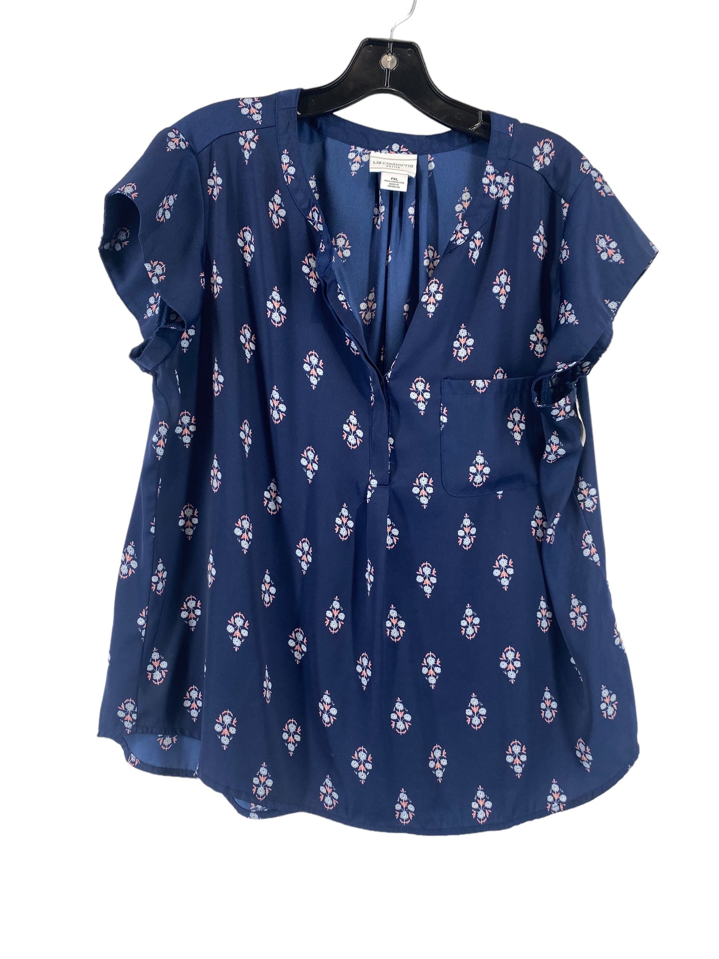 Navy Top Short Sleeve Liz Claiborne, Size Xl