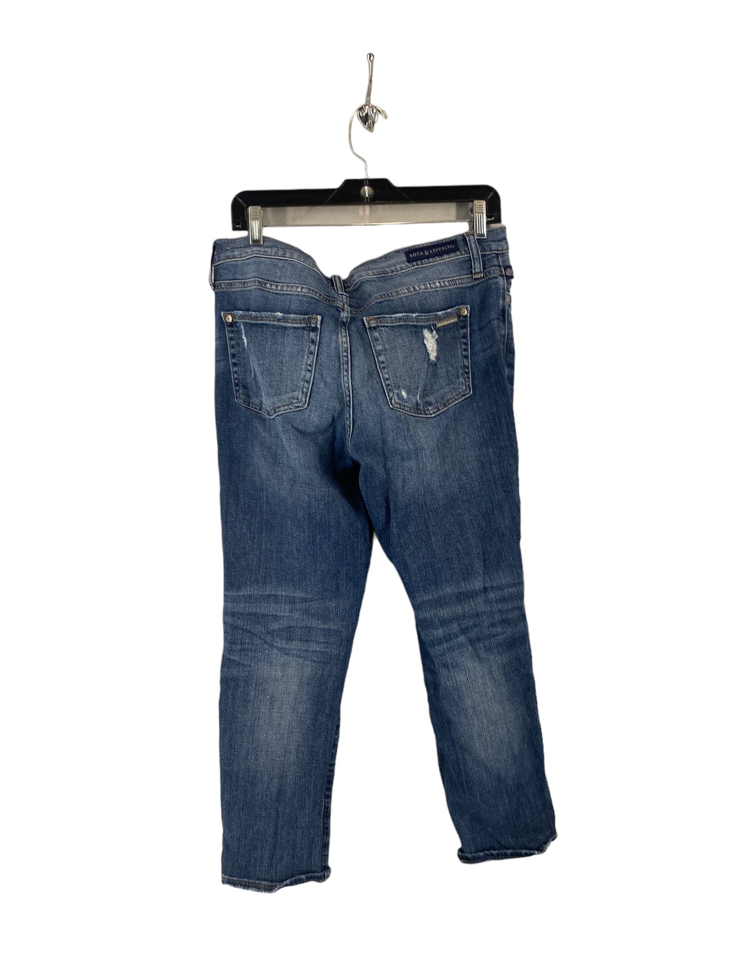 Jeans Straight By Rock And Republic In Blue Denim, Size: 10