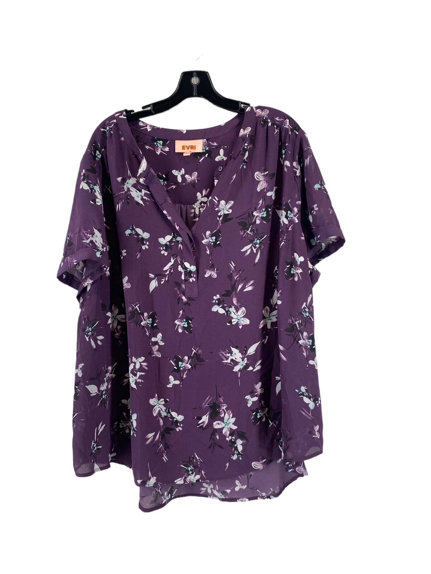 Top Short Sleeve By Evri In Purple, Size: 3x