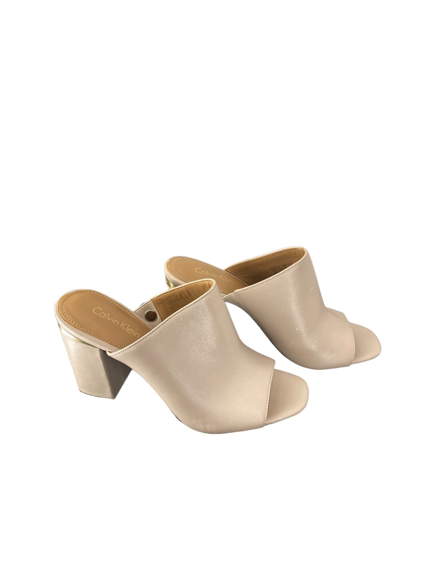 Shoes Heels Block By Calvin Klein In Tan, Size: 6