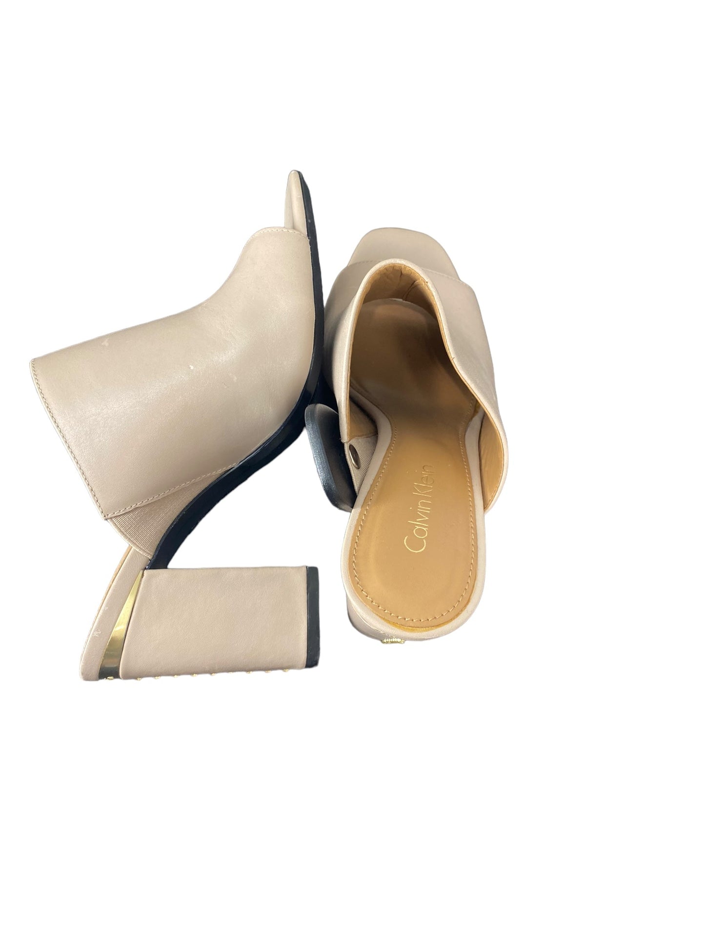 Shoes Heels Block By Calvin Klein In Tan, Size: 6