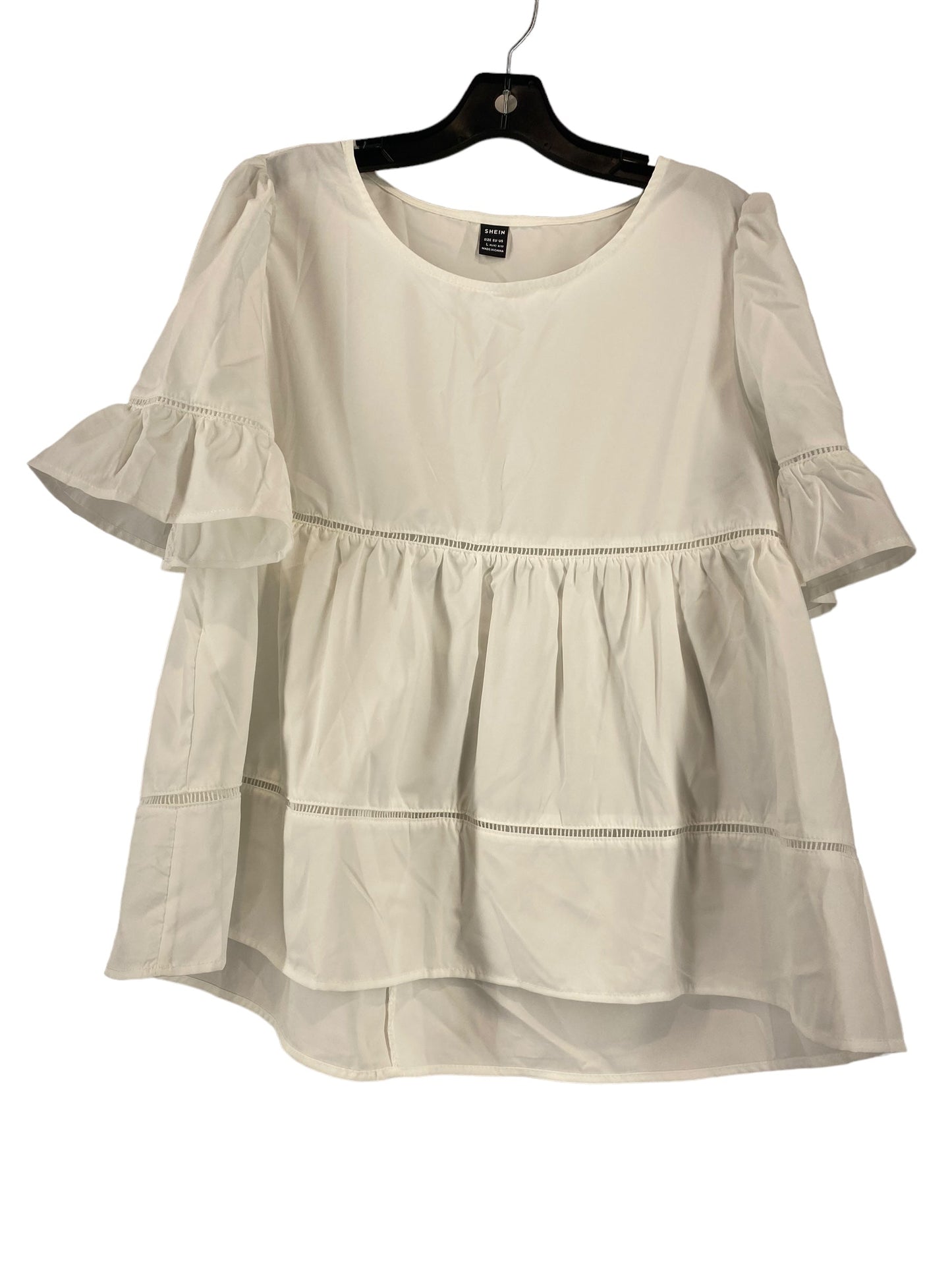 Top Short Sleeve By Shein In White, Size: L