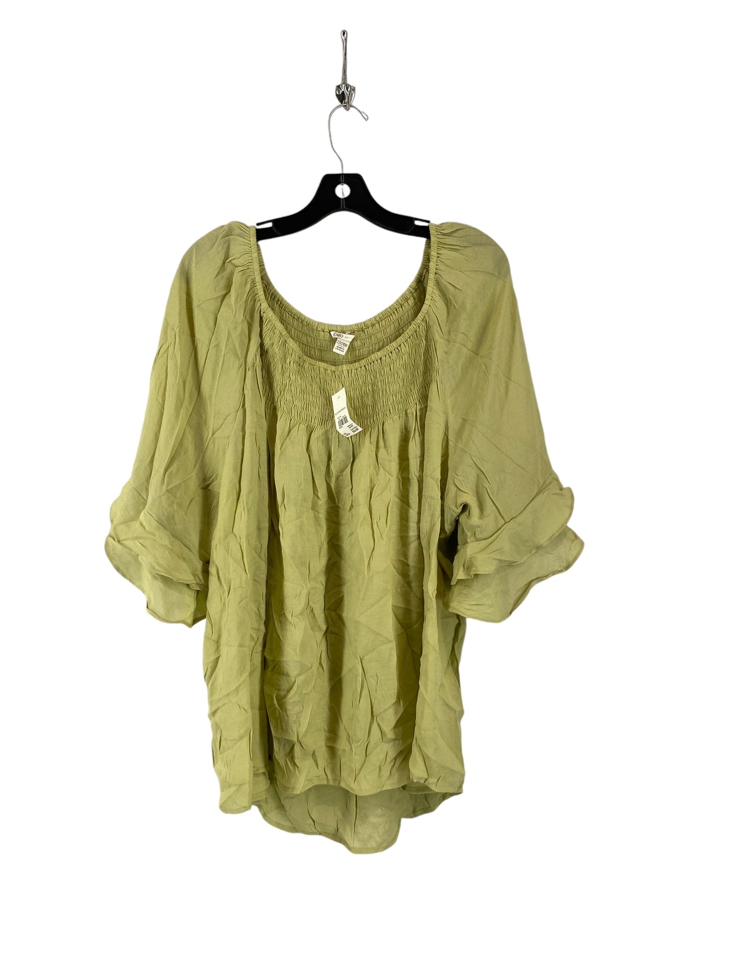 Top 3/4 Sleeve By Cato In Green, Size: 3x