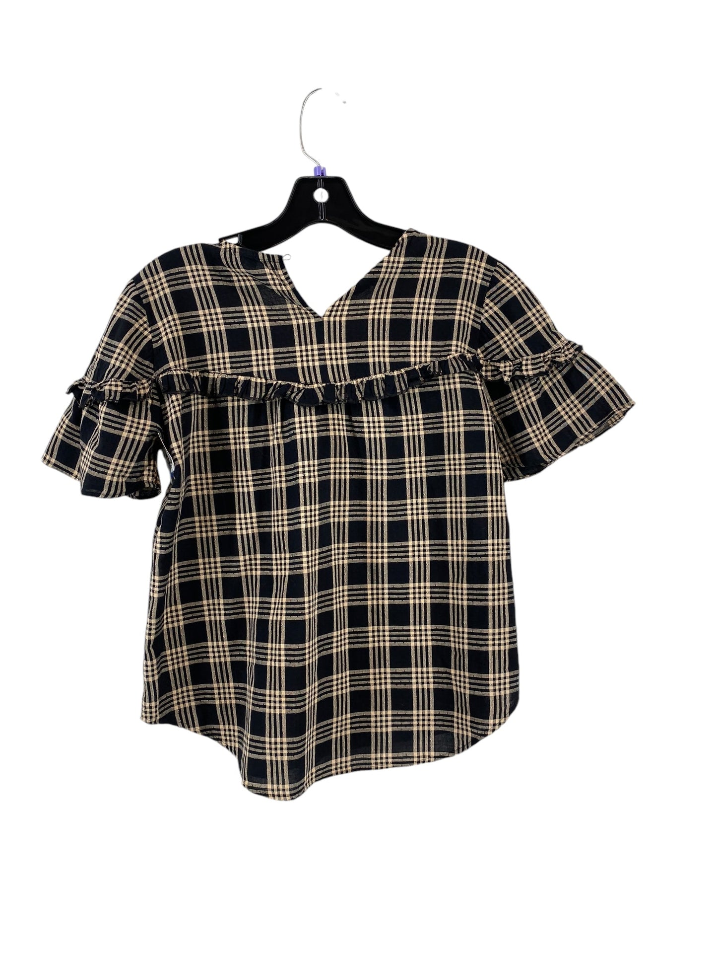 Top Short Sleeve By Madewell In Black & Tan, Size: Xs