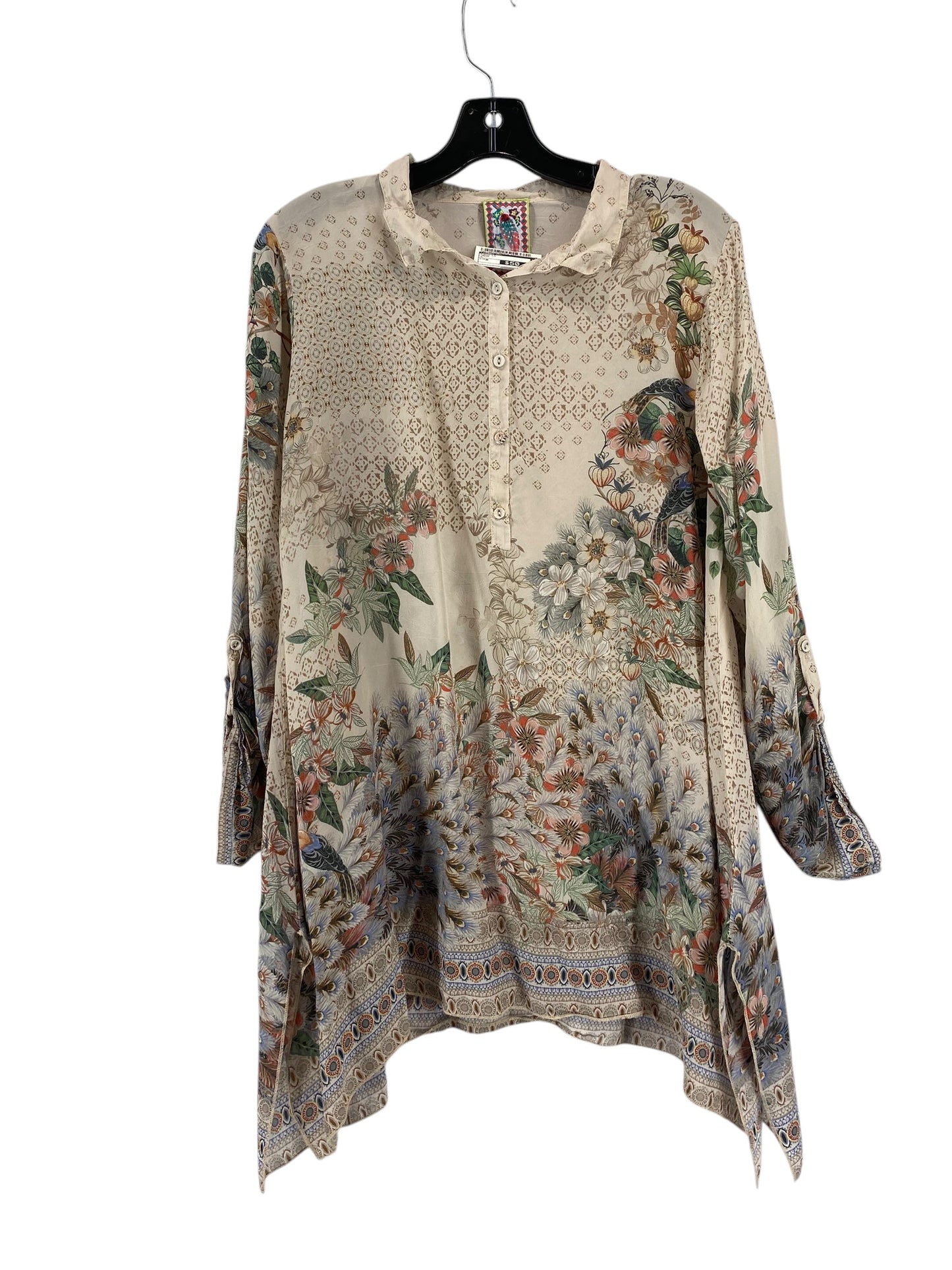 Tunic Long Sleeve By Johnny Was In Cream, Size: M