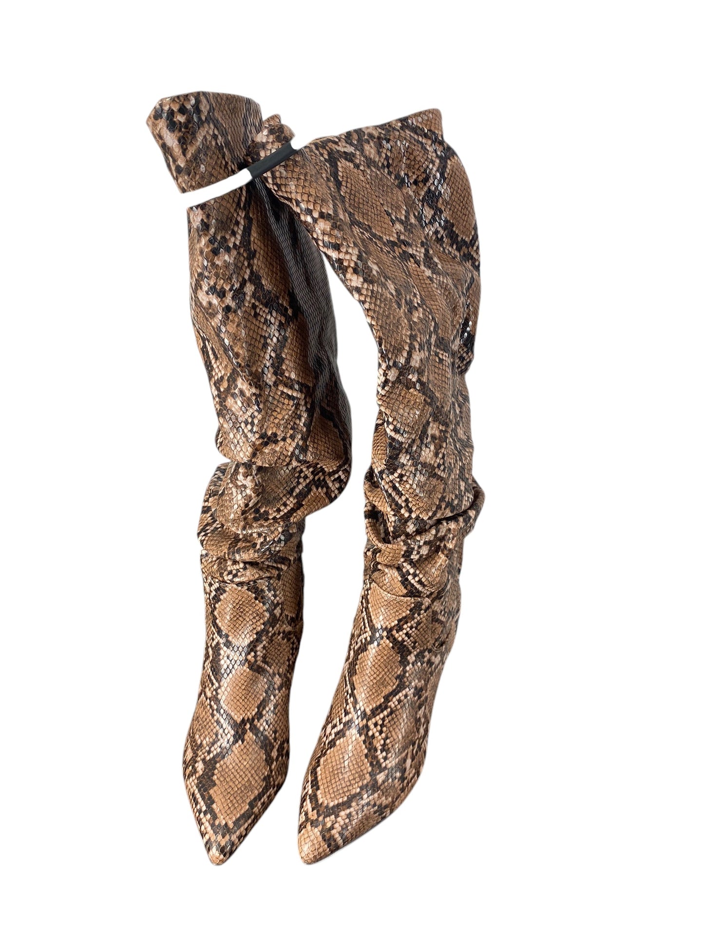 Boots Knee Heels By Express In Animal Print, Size: 6