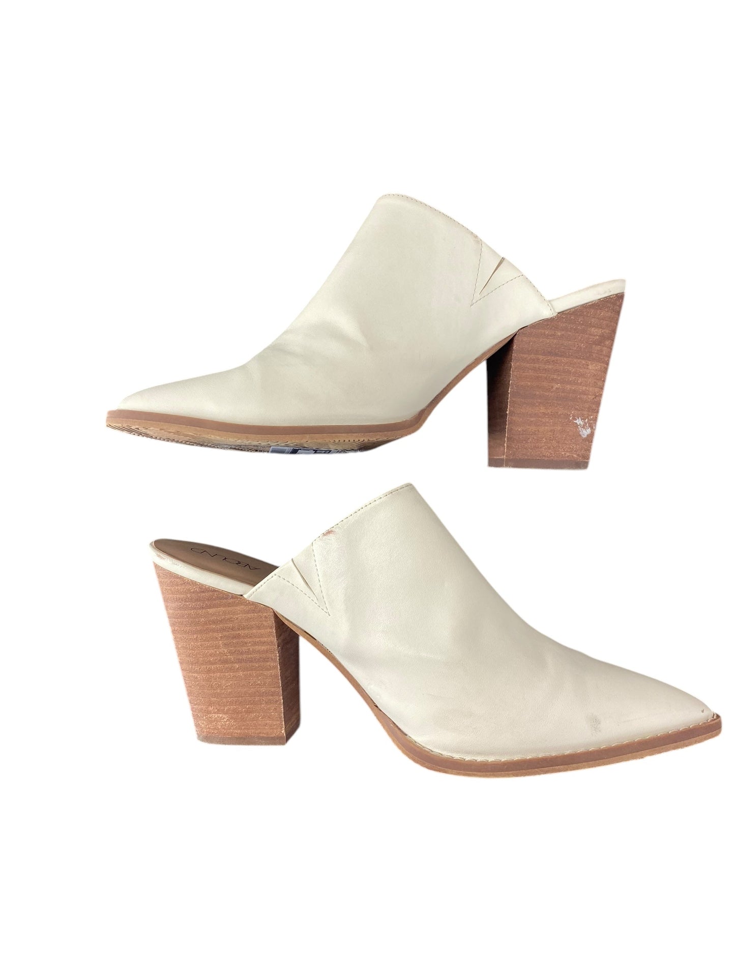 Boots Ankle Heels By Abound In Cream, Size: 10